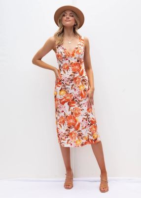 Slim Fit Ärmellose Druckkleid V Hals Blumenkleid Damen Polyesterfaser