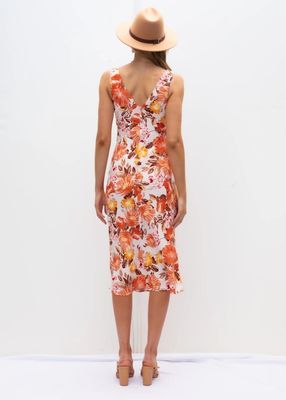 Slim Fit Ärmellose Druckkleid V Hals Blumenkleid Damen Polyesterfaser