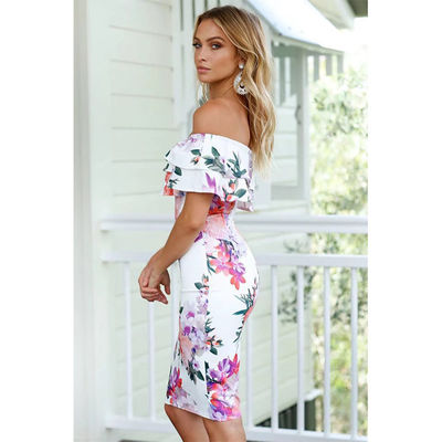 Bodice Ein Schulter Schlauch Kleid Druck Damen Ein Schulter Kleid Slim Fit