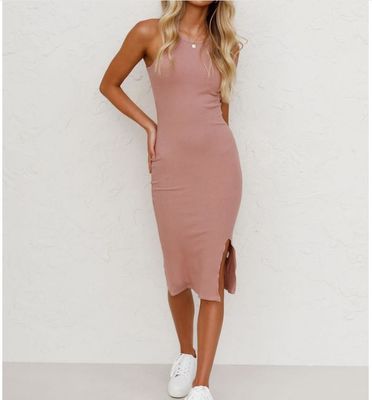 Slim Fit Paket Hüftkleid Massivfarbe Weste lange Strick Tasche Hüft Schnittkleid