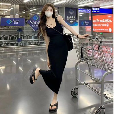 Stilvolles, sexy Slipkleid, süß, würzig, schlank, rosa, Tanktop, Kleid ohne Ärmel.