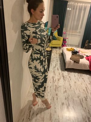 Druck Damen Stilvolle Kleider Sexy Leakback Offene Rücken Kleid mit Ärmeln Slim Fit