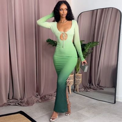 Sexy Rückenloses Ausschnitt Kleid Sexy Spitze Langer Ärmel Ausschnitt Kleid
