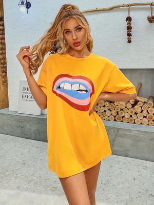 Stylische, komfortable T-Shirts mit Dekal, Frauen, locker, Baumwoll-Tanktops, fünf Viertel Ärmel