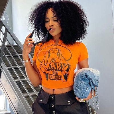 Hottie Monogramm Druck Kurzärmel Top sexy schlanke T-Shirts Bauchbein Hipster Tee
