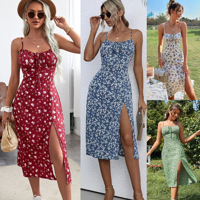 Multikolorige elegante Blumenkleider Pendler Blumenkleider für Damen