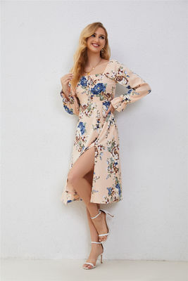 Elegante Blumenkleider für Frauen Mehrfarbige Mode-Druckkleid Flared Ärmel