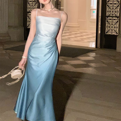 Satin Gradient Slip Kleid Abendkleid Charmant Schlankheitsformelle Kleider