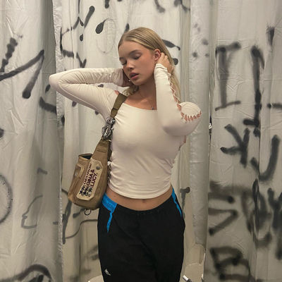 Sexy T-Shirts für Frauen Schlanke Linie Straße Hohl Out T-Shirt Langärme
