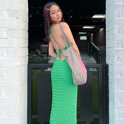 Massivfarben schlank gestricktes Kleid stilvoll schlank sexy atmungsaktiv Rückenlos Spitzen Kleid
