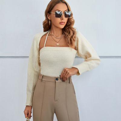 Design Sinn Spitzen Outfits Mode Sexy kleine Schal Zwei Stück Wolle Set