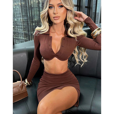 POLO-Halsband Sexy Fitnesskleidung Langärme Fettfarben Rock Sexy Sportkleidung