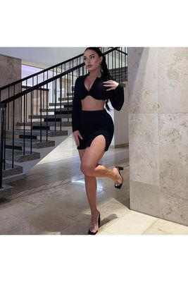 POLO-Halsband Sexy Fitnesskleidung Langärme Fettfarben Rock Sexy Sportkleidung
