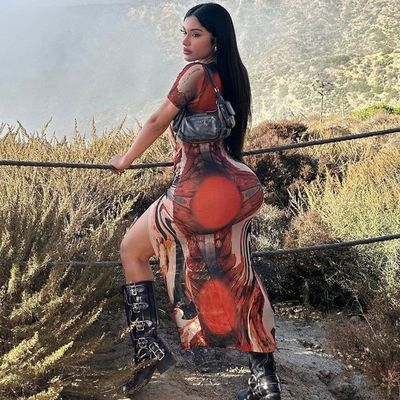 Sexy Druck schlanker Schnitt runden Hals kurzes Ärmelkleid maßgeschneidert