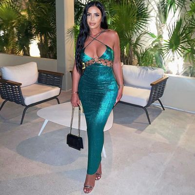 Mehrfarbige sexy Schnitt Halter Kleid für Frauen Party und Abendkleidung