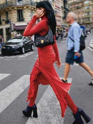 Digitales Drucken Stylisches Damenkleid Mode Sexy Langärme Runder Hals Unregelmäßiges Kleid