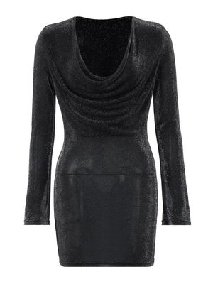 Reinfarbenes schlankes Abendkleid mit langem Ärmeln Plättchen Abendkleid Nachtklubkleid