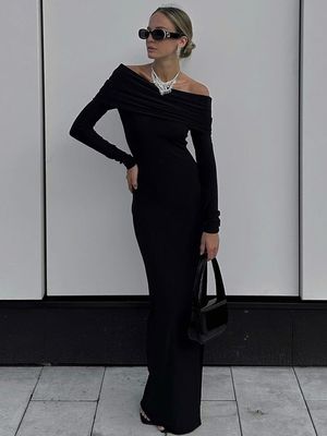 Kundenspezifisches Paket Hüftkleid Strapless Line Hals Schlanker Fit Temperament Wind Hohe Spalte Enges Wickeln Gesäßkleid