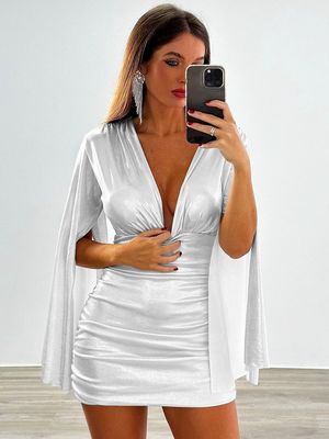 Farbpaket Hüftkleid Langärme Schlanke Sexy Tasche Rock Kleid Frauen