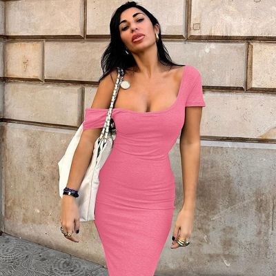 Frühling Sommer Custom Neue Mode Sexy Halter Kurzärme Kleid