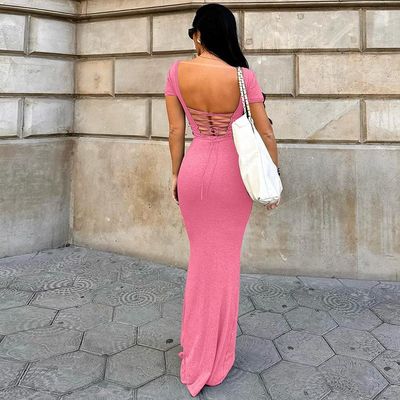 Frühling Sommer Custom Neue Mode Sexy Halter Kurzärme Kleid