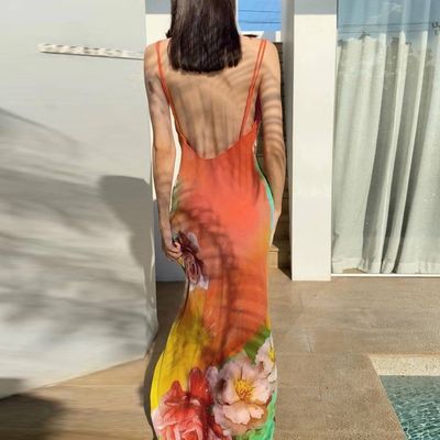 Custom-Frauen neue Mode sexy Rückenlos Druck Halter Kleid