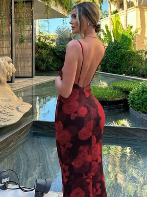 Ein neues, schönes, Vintage-Druck-Slip-Kleid, französisches, schlankes, schmackhaftes Kleid.