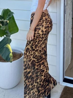 Sommer Neue Mode Sexy Leopard Druck Chiffon Fischschwanz Rock Boden - Länge Rock