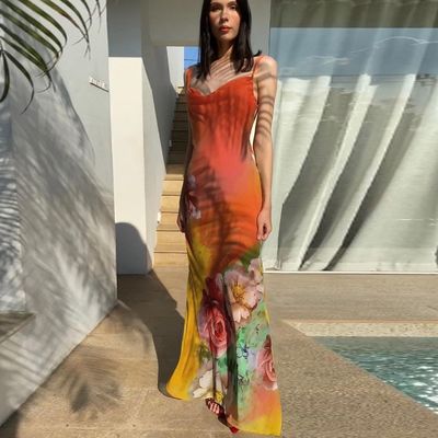 Neue Mode sexy Rückenlosen Custom Print Halter Kleid