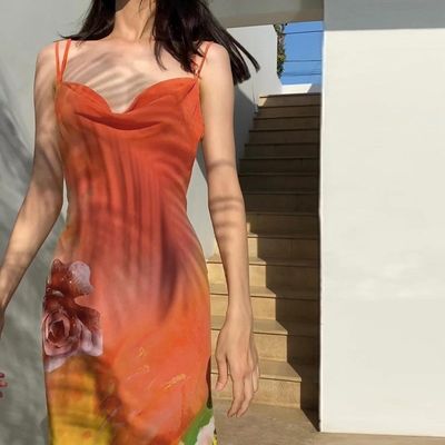 Neue Mode sexy Rückenlosen Custom Print Halter Kleid
