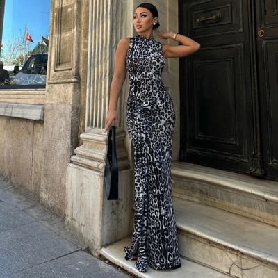Neue Mode Custom Print Schlanker Gürtel Schnitt Ärmelloses Kleid