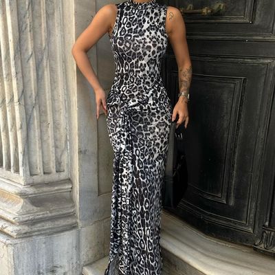 Neue Mode Custom Print Schlanker Gürtel Schnitt Ärmelloses Kleid