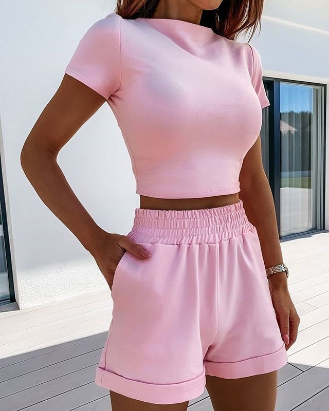 Feste Farbe Sexy Sport Outfits Enge Sexy Mode Freizeit Sport Anzug Frau