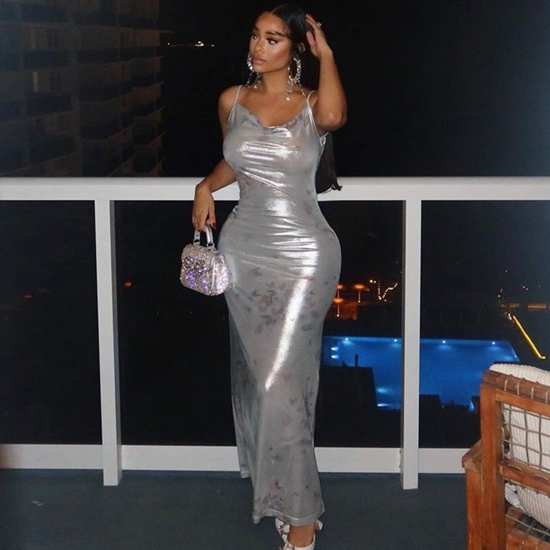 Kurzärmeliges, stilvolles Damenkleid, sexy, ohne Rücken, U-Hals, schlankes Halterkleid