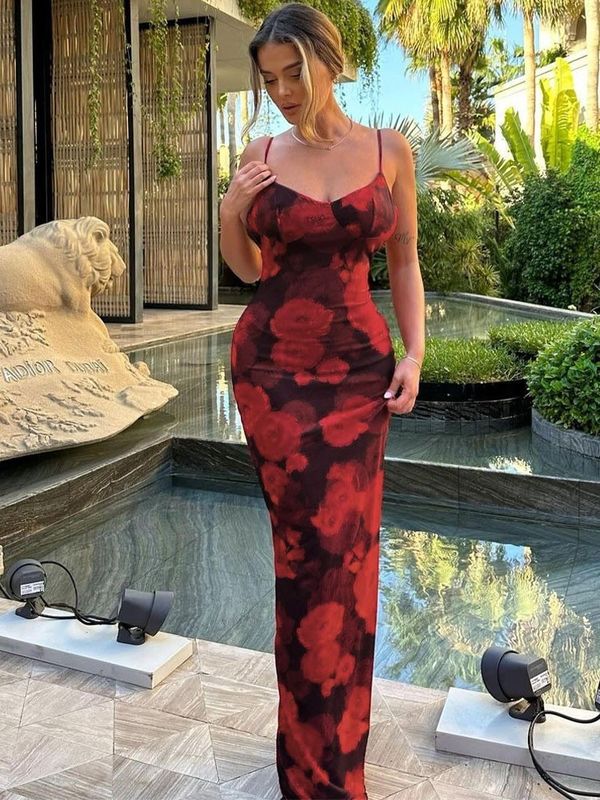 Ein neues, schönes, Vintage-Druck-Slip-Kleid, französisches, schlankes, schmackhaftes Kleid.