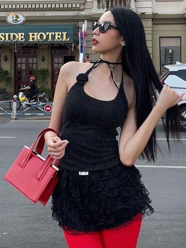Neue Mode sexy Gewürze gestickte Spitze Halter schlanke Taille feste Farbe Weste