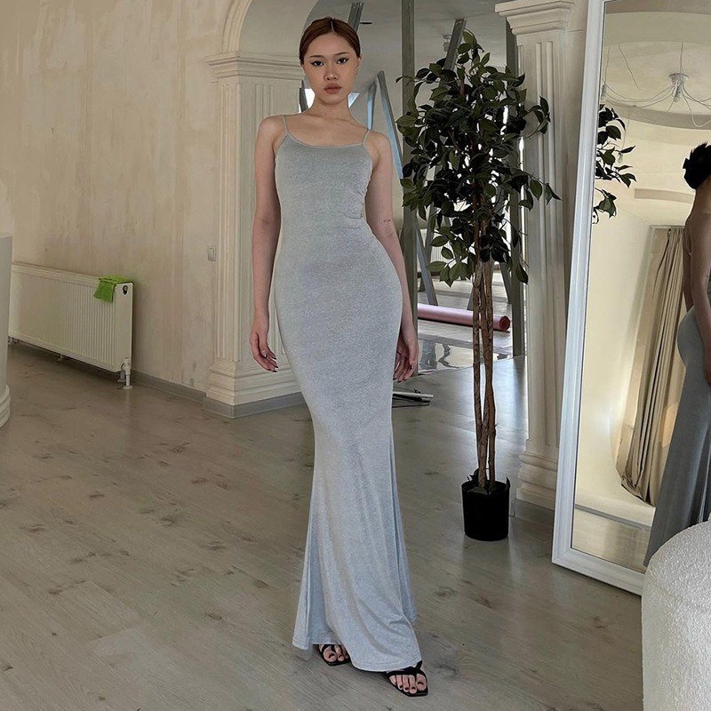 Europäischer und amerikanischer Stil Sommer Kleid für Frauen Neues Sexy Einzeilenkragen Schmetterling Verbrennung Muster Taille Schlankheit Halter Kleid